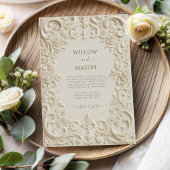 Baroque Elegance Ivory Script Wedding Einladung