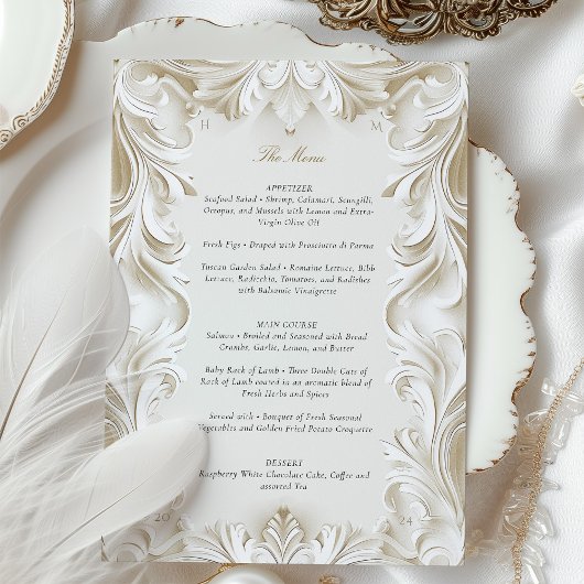 Baroque Elegance Wedding Menu Card Einladung