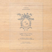 Baroque Elegant Crest Ornament Minimalist Wedding Acryleinladungen (Vorderseite)