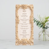 Baroque Elegant Gold Floral Wedding Menu Menükarte (Stehend Vorderseite)