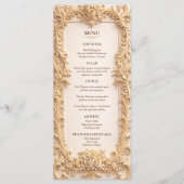 Baroque Elegant Gold Floral Wedding Menu Menükarte (Vorderseite)