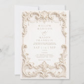 Baroque Elegant Ivory Wedding Einladung (Vorderseite)