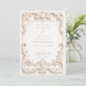 Baroque Elegant Ivory Wedding Einladung (Stehend Vorderseite)