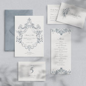Baroque Elegant Ornament, Wedding All In One Einladung