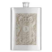 Baroque Elegant Topography Vintage Ivory Monogram Flachmann (Vorderseite)
