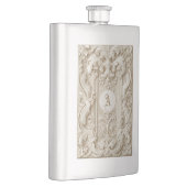 Baroque Elegant Topography Vintage Ivory Monogram Flachmann (Rechts)