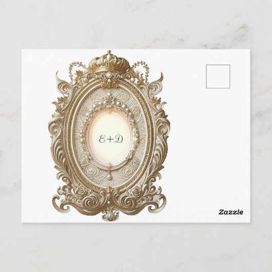 Baroque Elegante Hochzeit Einladung Postkarte (Rückseite)