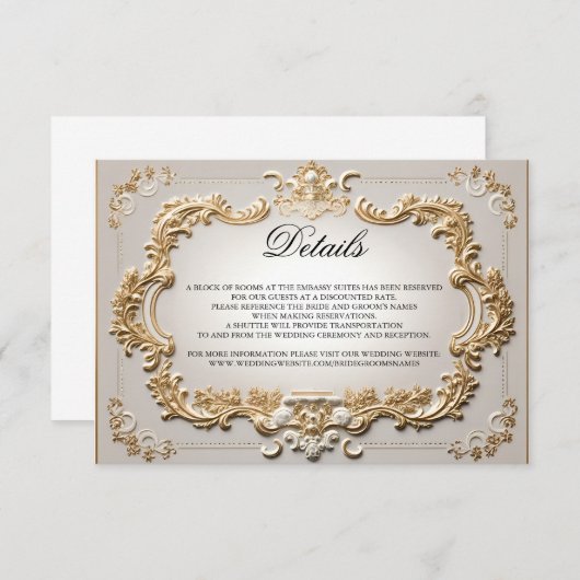 Baroque Elegante Kalligrafie-Skript Hochzeitsdetai RSVP Karte (Vorne/Hinten)