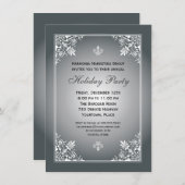 Baroque Elegante Silver Corporate Holiday Party Einladung (Vorne/Hinten)