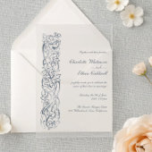 Baroque Floral Border, Wedding Acrylic Invitation Acryleinladungen