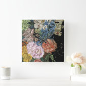 Baroque Floral - Bouquet Quadratische Wanduhr (Zuhause)