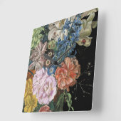 Baroque Floral - Bouquet Quadratische Wanduhr (Winkel)