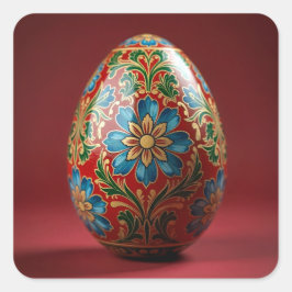 Baroque Floral Easter Egg Quadratischer Aufkleber