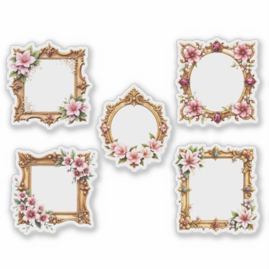 Baroque Floral Frame Cutout Sticker Sheet (Vorderseite)