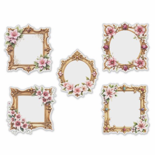 Baroque Floral Frame Sticker Sheet (Vorderseite)