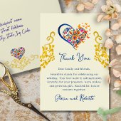 Baroque Floral Heart & Gold Mexican Wedding  Dankeskarte