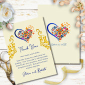 Baroque Floral Heart & Gold Mexican Wedding  Dankeskarte
