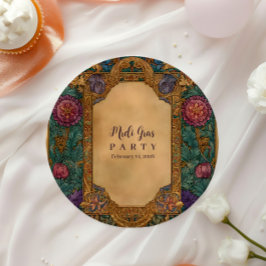 Baroque Floral Mardi Gras Masquerade Pappteller