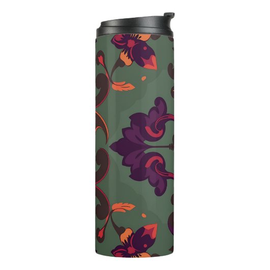 Baroque Floral Pattern Travel Mug Thermosbecher (Nach links gedreht)