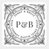 Baroque Foliage Wedding Return Address Labels Quadratischer Aufkleber (Vorderseite)