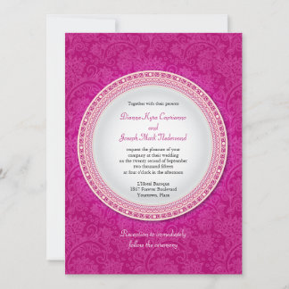 Baroque Fuchsia Plaque Hochzeit Einladung
