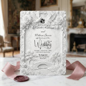 Baroque Garden Romance Wedding Ceremony Einladung