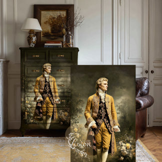 Baroque Gentleman Gold Coat Floral Portrait Seidenpapier