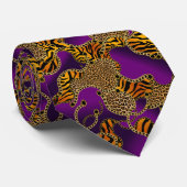 Baroque Glam Animal Print On Purple Krawatte (Gerollt)