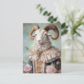 Baroque Goat Royal Blue Gold Design Postkarte (Stehend Vorderseite)