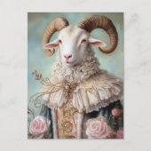 Baroque Goat Royal Blue Gold Design Postkarte (Vorderseite)