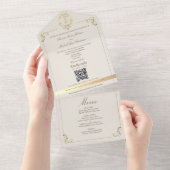 Baroque Gold All In One Wedding Invite + Menu Einladung (Abreißen)