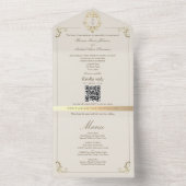 Baroque Gold All In One Wedding Invite + Menu Einladung (Innen Boden)
