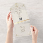 Baroque Gold All In One Wedding Invite + Timeline Einladung (Abreißen)