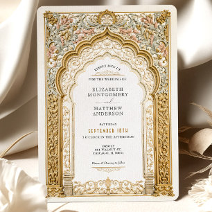 Baroque-Gold-Arch-Hochzeit Verziert detailliert Einladung