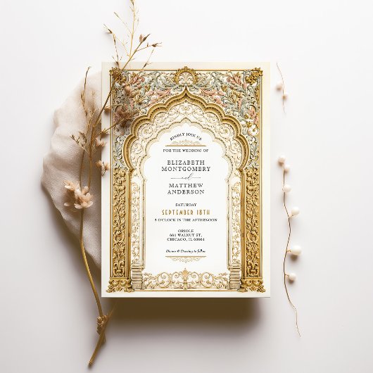 Baroque-Gold-Arch-Hochzeit Verziert detailliert Einladung