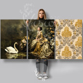 Baroque Gold Damask Lady Swan Portrait Set Geschenkpapier Set