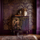 Baroque Gold Frame On Purple Damask Seidenpapier