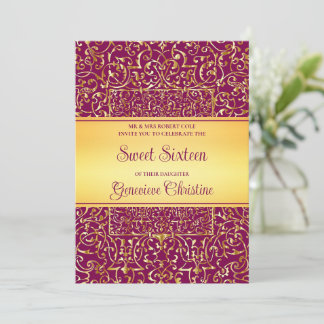 Baroque Gold Frame Quinceanera Einladung