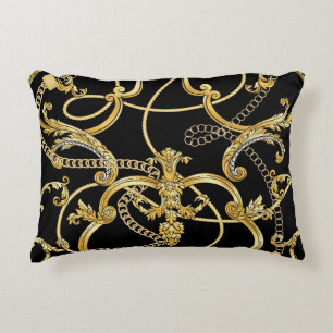Baroque Gold Ketten Nahtloses Muster Dekokissen