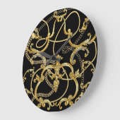 Baroque Gold Ketten Nahtloses Muster Große Wanduhr (Winkel)