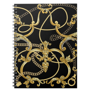 Baroque Gold Ketten Nahtloses Muster Notizblock