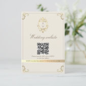 Baroque Gold QR Code Wedding Begleitkarte (Stehend Vorderseite)