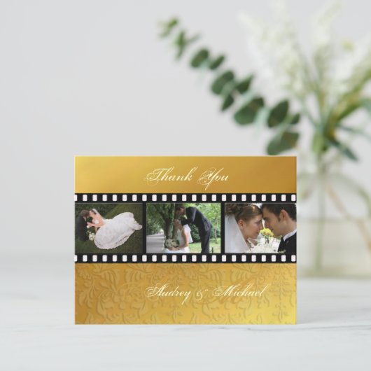 Baroque Gold Ton Hochzeit Danke Postkarten (Stehend Vorderseite)