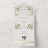 Baroque Gold Wedding QR Code All In One Einladung (Innen Boden)