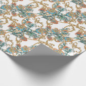 Baroque Golden Floral Elegant Geschenkpapier (Ecke)