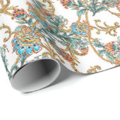 Baroque Golden Floral Elegant  Geschenkpapier (Rolleneckpunkt)