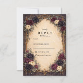 Baroque Gothic Floral Wedding RSVP Karte (Vorderseite)