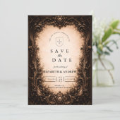 Baroque Gothic Frame Wedding Save The Date (Stehend Vorderseite)