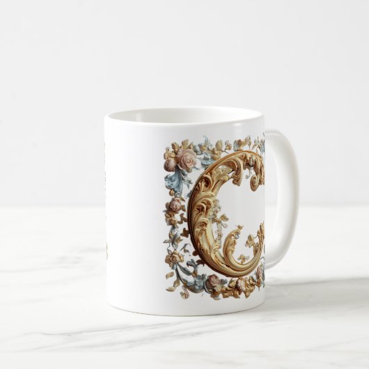Baroque Initial 'C' Tasse für eine Kaffeeprinzessi (VorderseiteRechts)