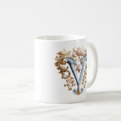 Baroque Initial 'V' Tasse für eine Kaffeeprinzessi (VorderseiteRechts)